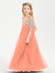 Glamorous Junior Bridesmaid Dresses Sequined Top Sunset