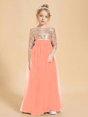 Glamorous Junior Bridesmaid Dresses Sequined Top Sunset