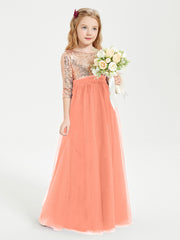 Glamorous Junior Bridesmaid Dresses Sequined Top Sunset