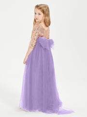 Glamorous Junior Bridesmaid Dresses Sequined Top Tahiti