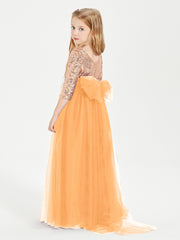 Glamorous Junior Bridesmaid Dresses Sequined Top Tangerine