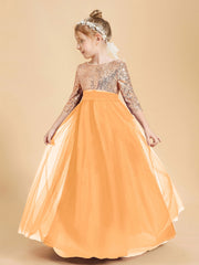 Glamorous Junior Bridesmaid Dresses Sequined Top Tangerine