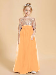 Glamorous Junior Bridesmaid Dresses Sequined Top Tangerine