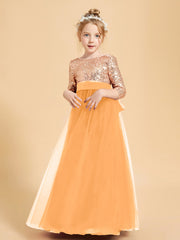 Glamorous Junior Bridesmaid Dresses Sequined Top Tangerine
