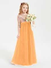 Glamorous Junior Bridesmaid Dresses Sequined Top Tangerine