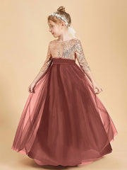 Glamorous Junior Bridesmaid Dresses Sequined Top Terracotta