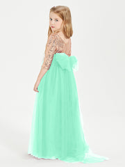 Glamorous Junior Bridesmaid Dresses Sequined Top Turquoise