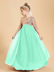 Glamorous Junior Bridesmaid Dresses Sequined Top Turquoise