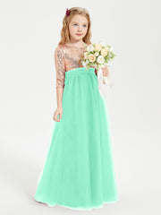 Glamorous Junior Bridesmaid Dresses Sequined Top Turquoise