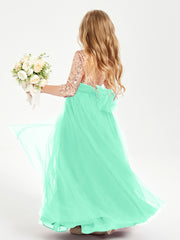 Glamorous Junior Bridesmaid Dresses Sequined Top Turquoise