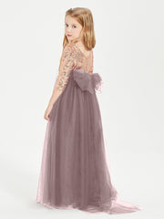 Glamorous Junior Bridesmaid Dresses Sequined Top Vintage Mauve