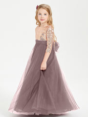 Glamorous Junior Bridesmaid Dresses Sequined Top Vintage Mauve