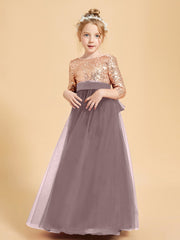 Glamorous Junior Bridesmaid Dresses Sequined Top Vintage Mauve
