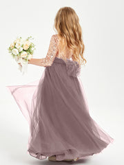 Glamorous Junior Bridesmaid Dresses Sequined Top Vintage Mauve