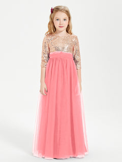 Glamorous Junior Bridesmaid Dresses Sequined Top Watermelon