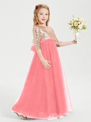 Glamorous Junior Bridesmaid Dresses Sequined Top Watermelon