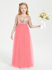 Glamorous Junior Bridesmaid Dresses Sequined Top Watermelon
