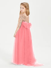 Glamorous Junior Bridesmaid Dresses Sequined Top Watermelon