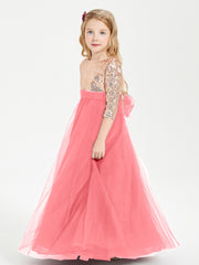 Glamorous Junior Bridesmaid Dresses Sequined Top Watermelon