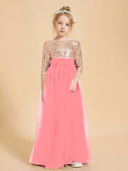 Glamorous Junior Bridesmaid Dresses Sequined Top Watermelon