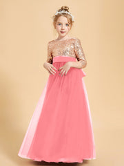 Glamorous Junior Bridesmaid Dresses Sequined Top Watermelon