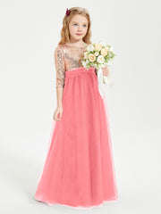 Glamorous Junior Bridesmaid Dresses Sequined Top Watermelon