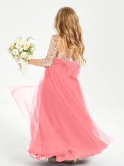 Glamorous Junior Bridesmaid Dresses Sequined Top Watermelon