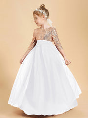 Glamorous Junior Bridesmaid Dresses Sequined Top White