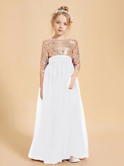 Glamorous Junior Bridesmaid Dresses Sequined Top White