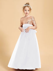 Glamorous Junior Bridesmaid Dresses Sequined Top White