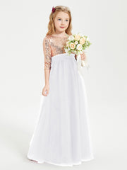 Glamorous Junior Bridesmaid Dresses Sequined Top White