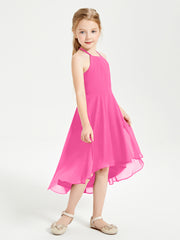 Trendy Tea Length Junior Bridesmaid Dresses Asymmetrical Skirt Azalea