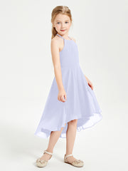 Trendy Tea Length Junior Bridesmaid Dresses Asymmetrical Skirt Lavender