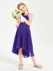 Trendy Tea Length Junior Bridesmaid Dresses Asymmetrical Skirt Regency