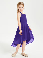 Trendy Tea Length Junior Bridesmaid Dresses Asymmetrical Skirt Regency