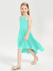 Trendy Tea Length Junior Bridesmaid Dresses Asymmetrical Skirt Spa