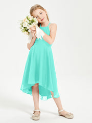 Trendy Tea Length Junior Bridesmaid Dresses Asymmetrical Skirt Spa