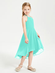 Trendy Tea Length Junior Bridesmaid Dresses Asymmetrical Skirt Spa