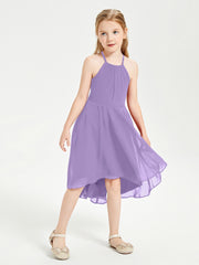 Trendy Tea Length Junior Bridesmaid Dresses Asymmetrical Skirt Tahiti