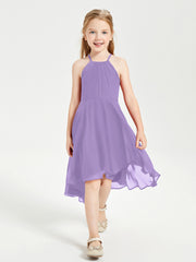 Trendy Tea Length Junior Bridesmaid Dresses Asymmetrical Skirt Tahiti