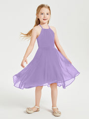 Trendy Tea Length Junior Bridesmaid Dresses Asymmetrical Skirt Tahiti