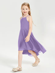 Trendy Tea Length Junior Bridesmaid Dresses Asymmetrical Skirt Tahiti