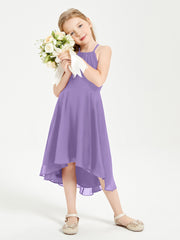 Trendy Tea Length Junior Bridesmaid Dresses Asymmetrical Skirt Tahiti