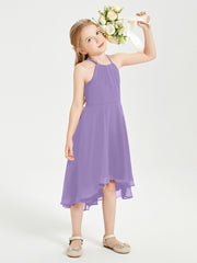 Trendy Tea Length Junior Bridesmaid Dresses Asymmetrical Skirt Tahiti