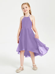 Trendy Tea Length Junior Bridesmaid Dresses Asymmetrical Skirt Tahiti