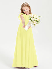Delicate Chiffon Junior Bridesmaid Gown Flutter Sleeves V-neck Daffodil