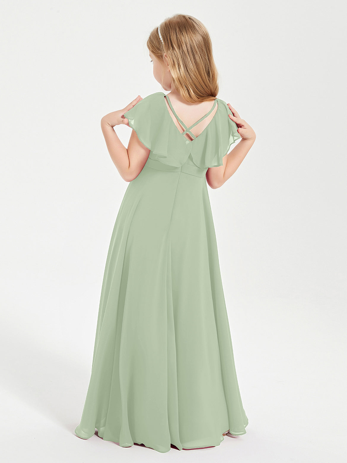 Dusty Sage Junior Bridesmaid Dresses BABARONI Dusty Sage Junior Bridesmaid Dresses BABARONI