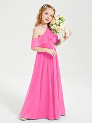 Off the Shoulder Long Junior Bridesmaid Dresses Azalea
