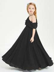 Off the Shoulder Long Junior Bridesmaid Dresses Black