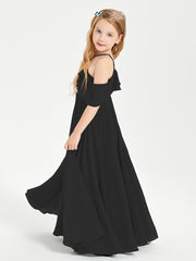Off the Shoulder Long Junior Bridesmaid Dresses Black